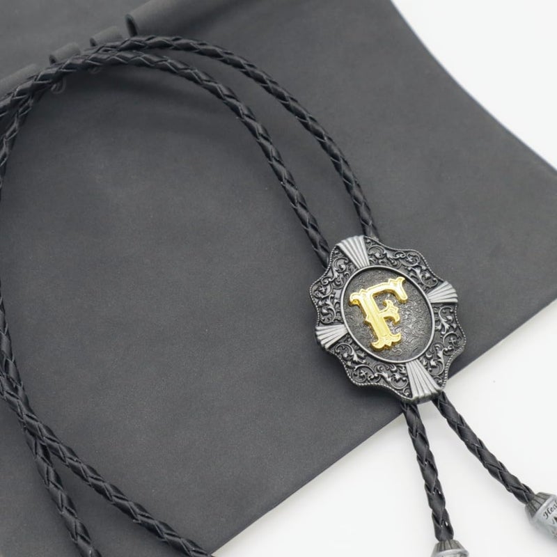 KECOL Western Letter Bolo Tie Cowboy Aalphabet A to Z Neckties Necklace for Men Women - Image 5